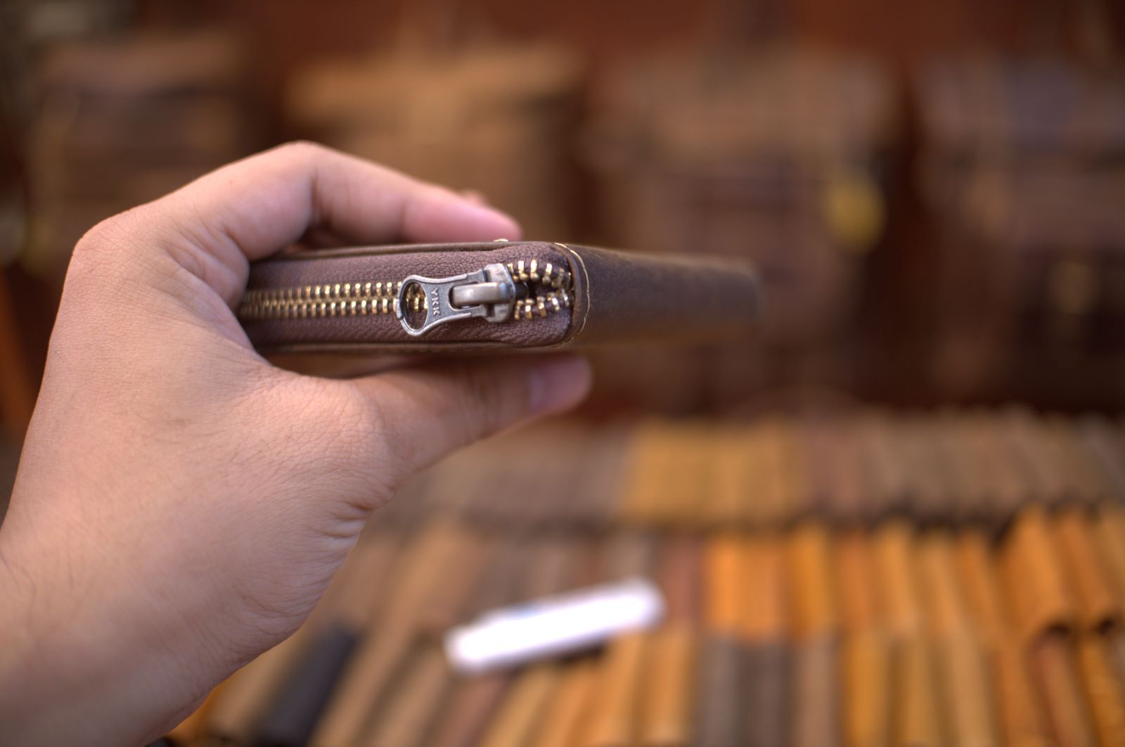 ví da nữ mini màu nâu