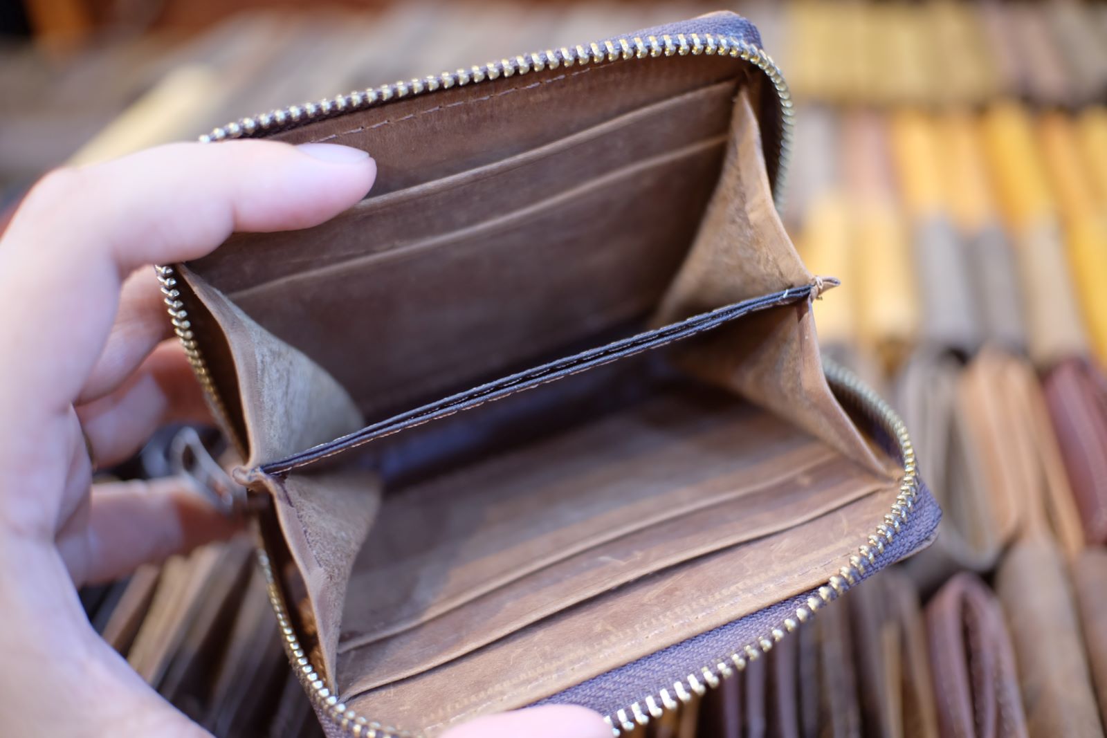 ví da nữ mini màu nâu