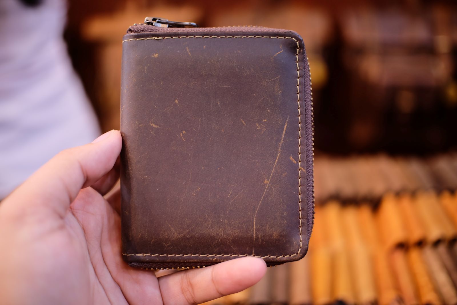 ví da nữ mini màu nâu