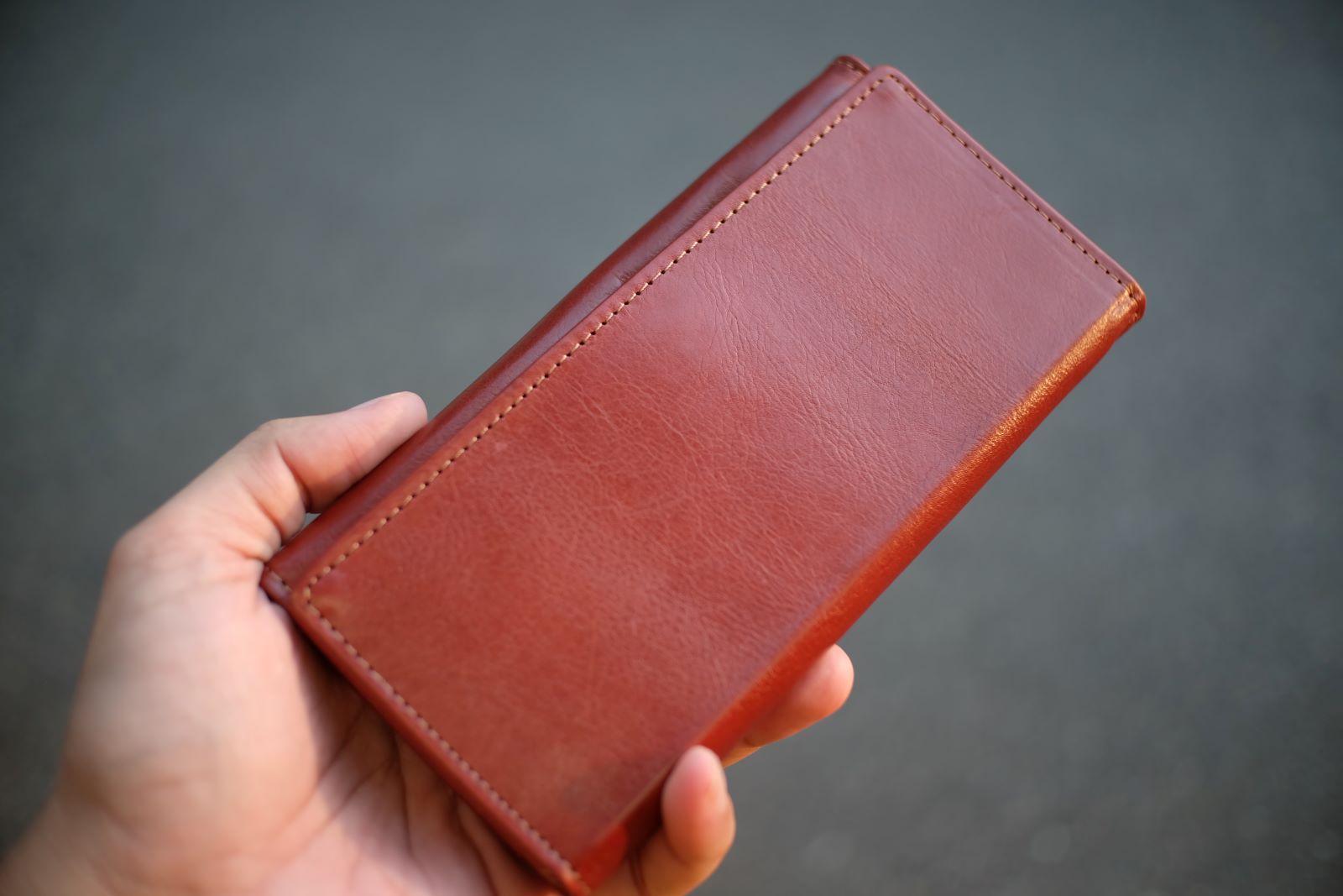 da màu rượu cognac, ví dài, nữ 